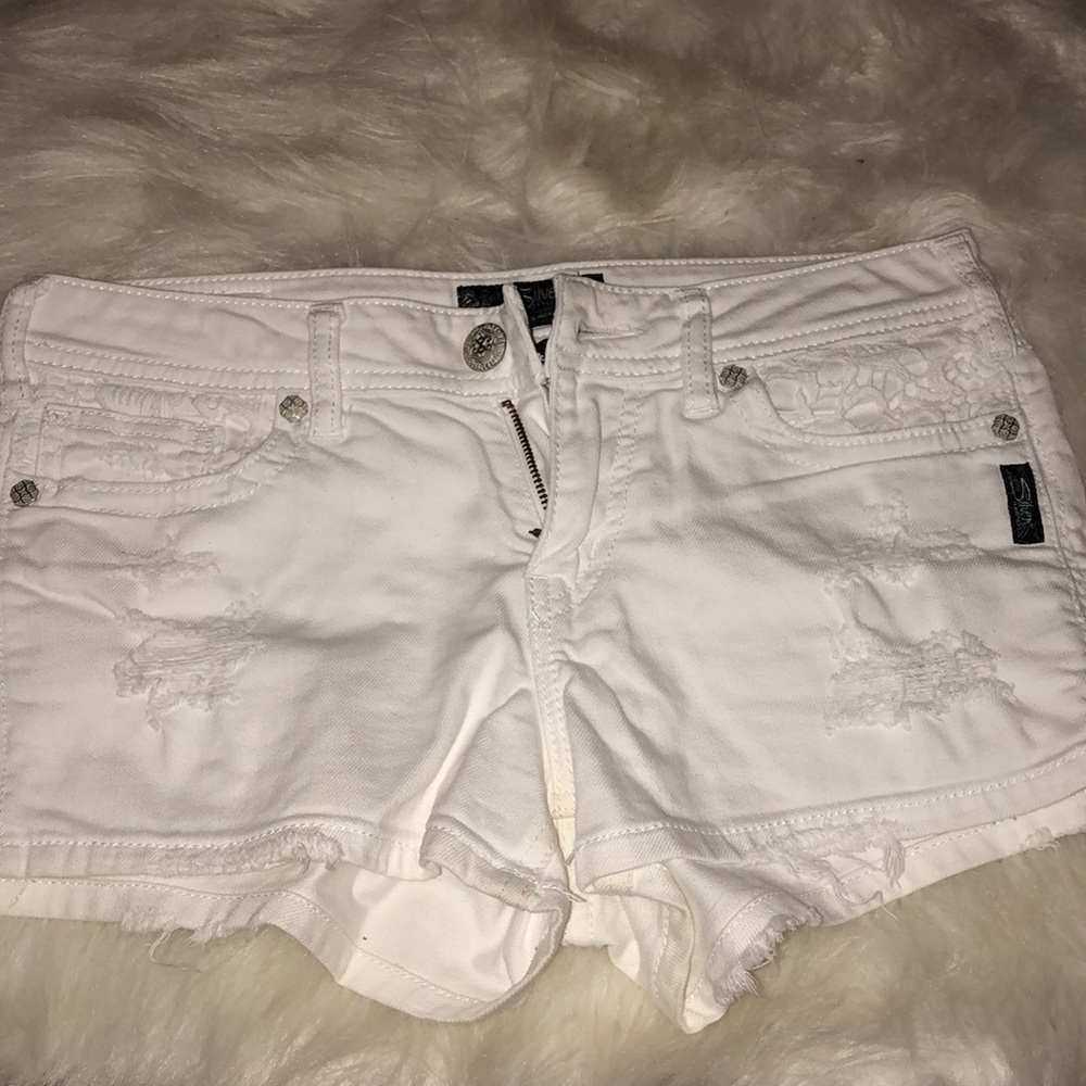 White denim shorts